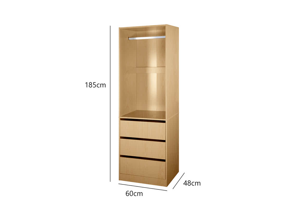 DS Mattone 3-Drawer Wardrobe with Hanging
