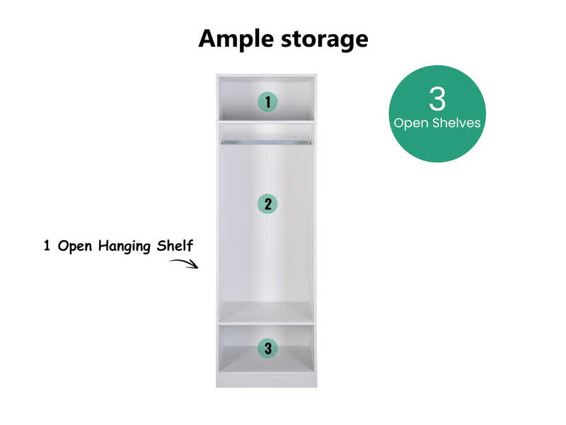 T DS Mattone 3Draw Hanging Wardrobe and Open Wardrobe and 6D Wardrobe