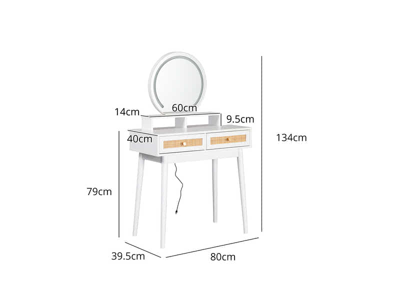 Naturlig Dressing Table with LED Light