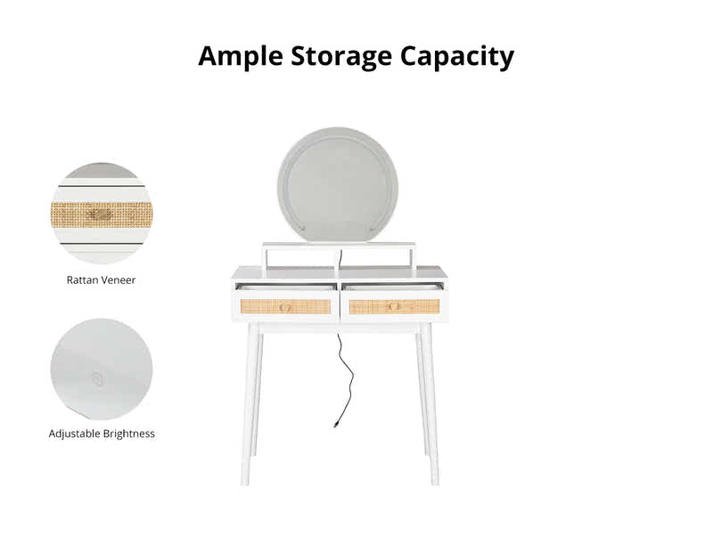 Naturlig Dressing Table with LED Light