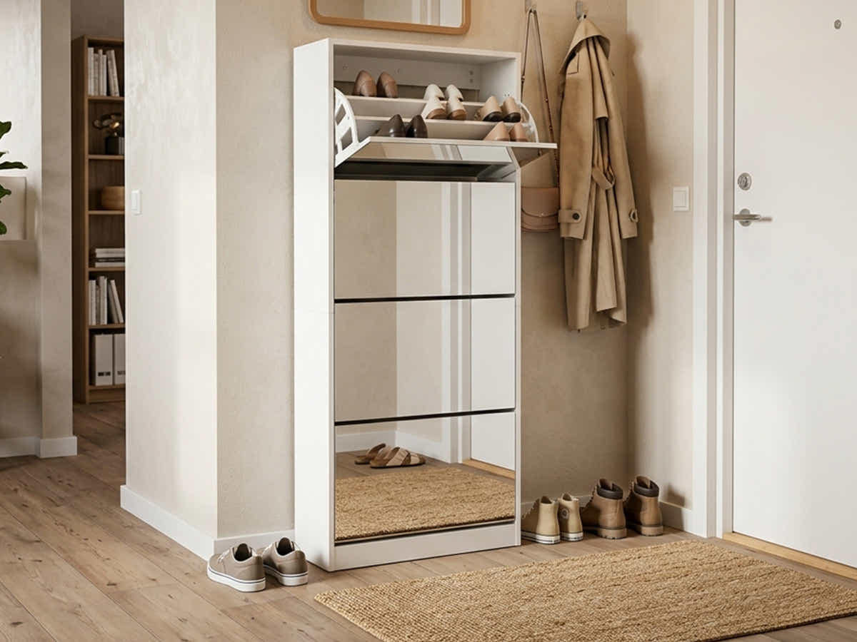 DS 4 Tier Mirror Shoe Organizer