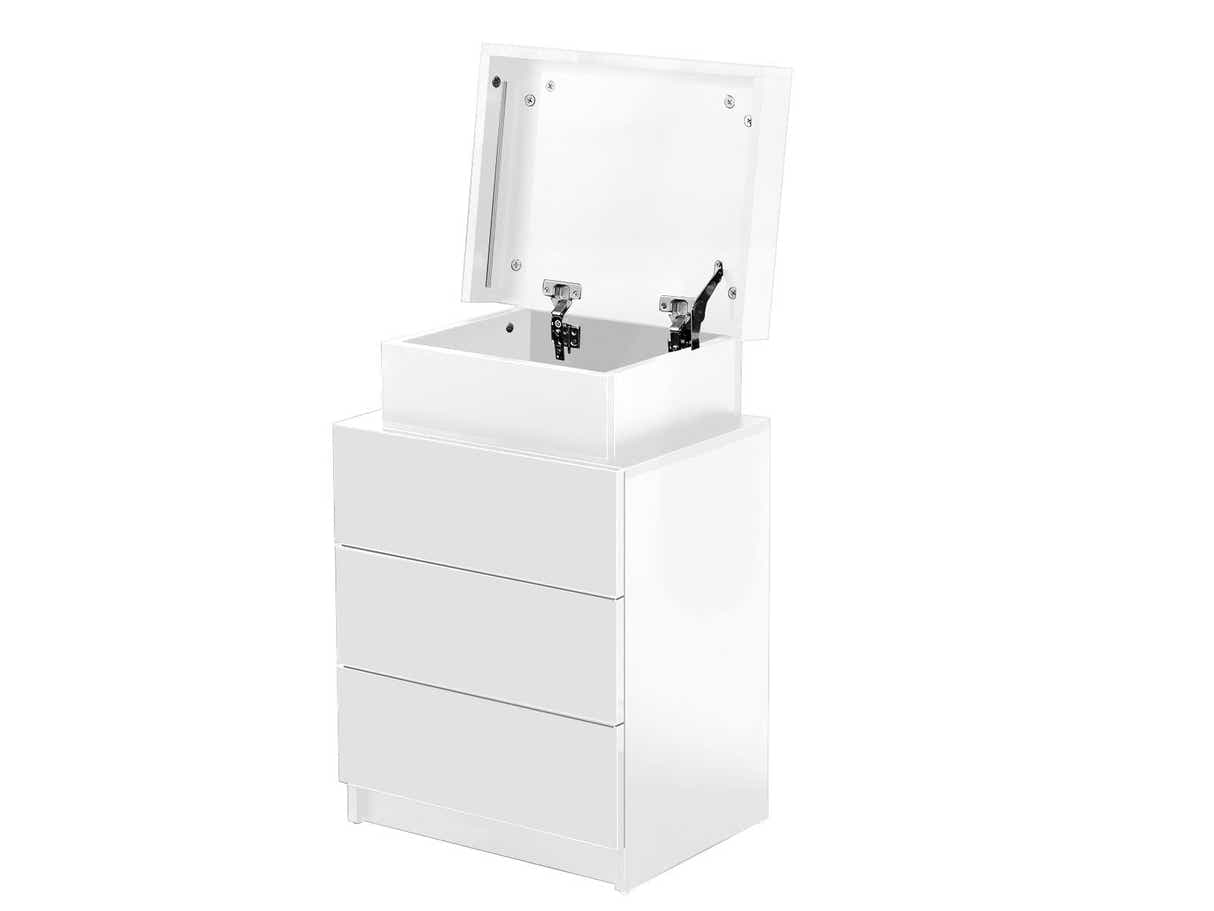 DS Glansig Bedside Table with LED Light - White
