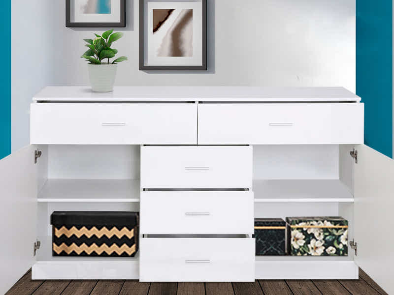 Glansig White Buffet Table - 150 cm