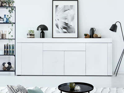Glansig White Buffet Table - 180 cm