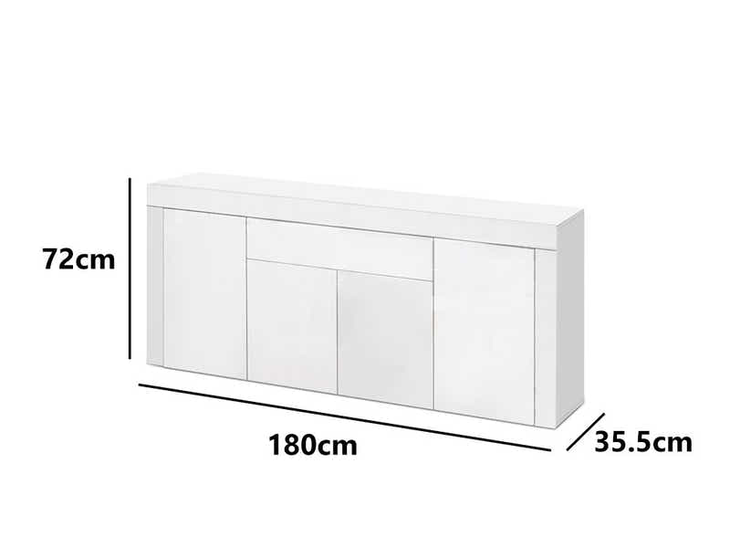 Glansig White Buffet Table - 180 cm