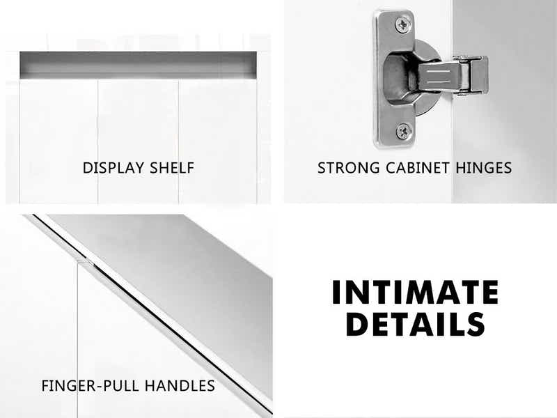 Glansig White 3-Door Buffet with LED Light - 152 cm