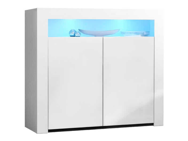 Glansig White 2-Door Buffet with LED Light - 107 cm