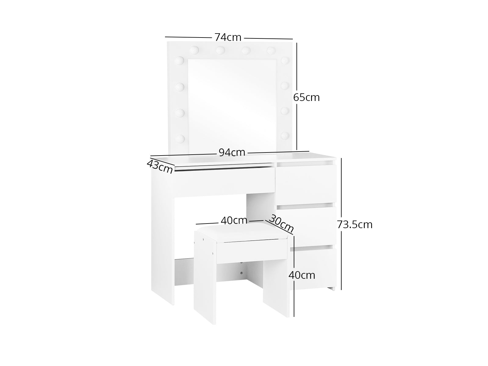 Ignited LED Dressing Table