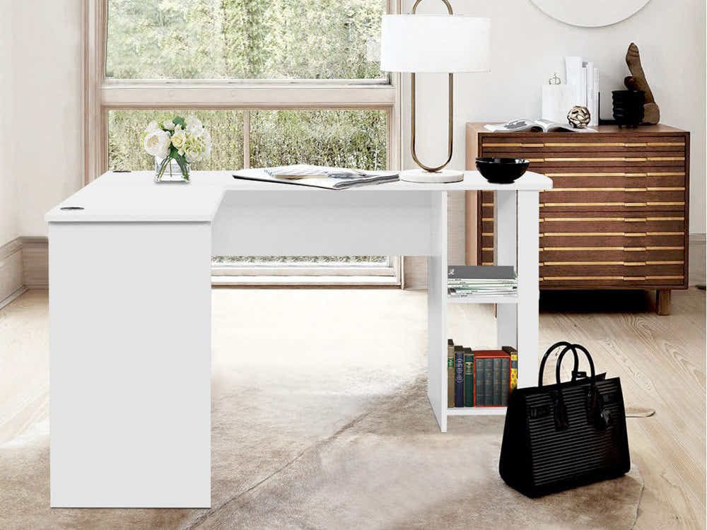 DS Korr L-shaped Office Desk - White