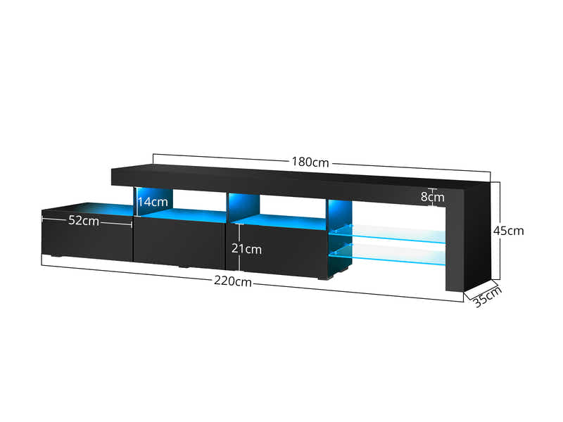 Glansig LED Entertainment Unit - 220 cm