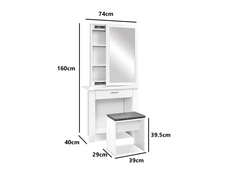 DS Salong Dressing Table White - 74 cm