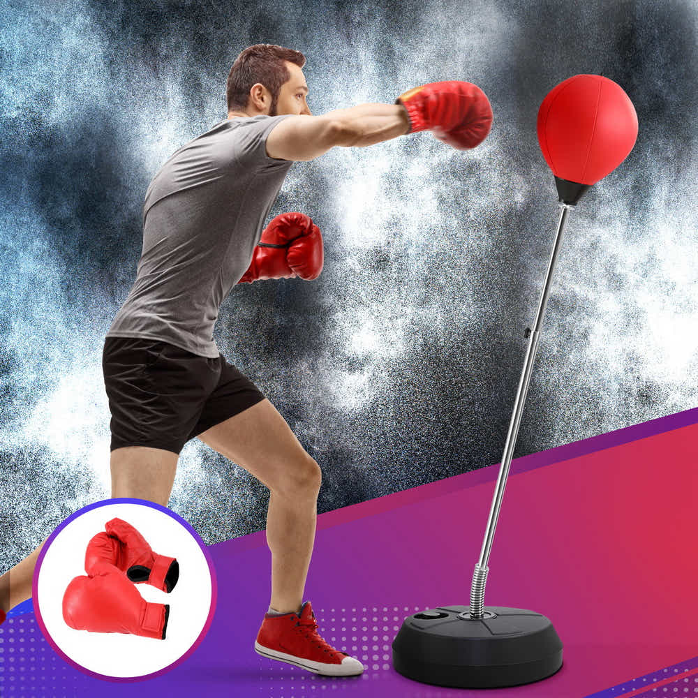 Everfit Punching Bag Stand 150cm Adjustable Freestanding with Gloves-Pump