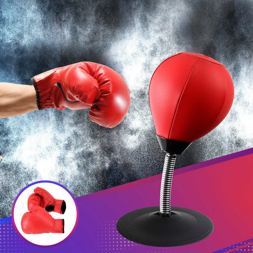 DS NA Everfit Desktop Punching Boxing Bag Stand Set with Pump Swivel Speed Balls