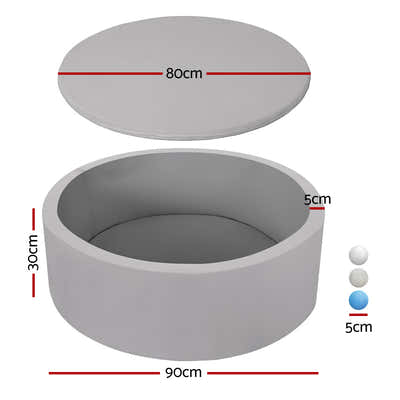 DS NA Kids Ball Pit 90x30cm Ocean Foam Play Pool Barrier Toys Children Grey