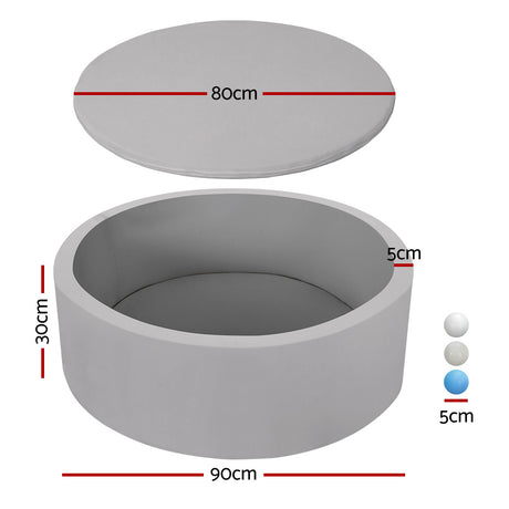 DS NA Kids Ball Pit 90x30cm Ocean Foam Play Pool Barrier Toys Children Grey