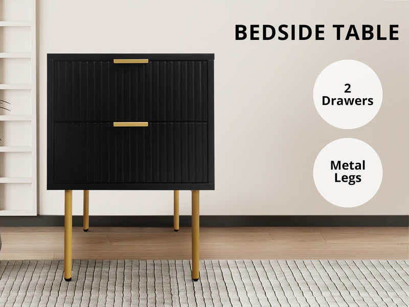 DS 2-Drawer Bedside Table Black