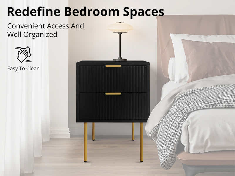 DS 2-Drawer Bedside Table Black