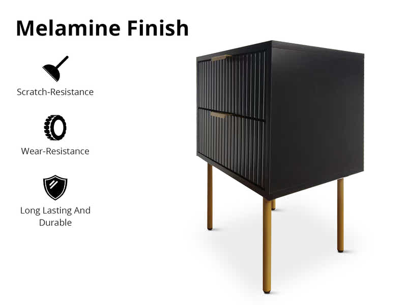 DS 2-Drawer Bedside Table Black