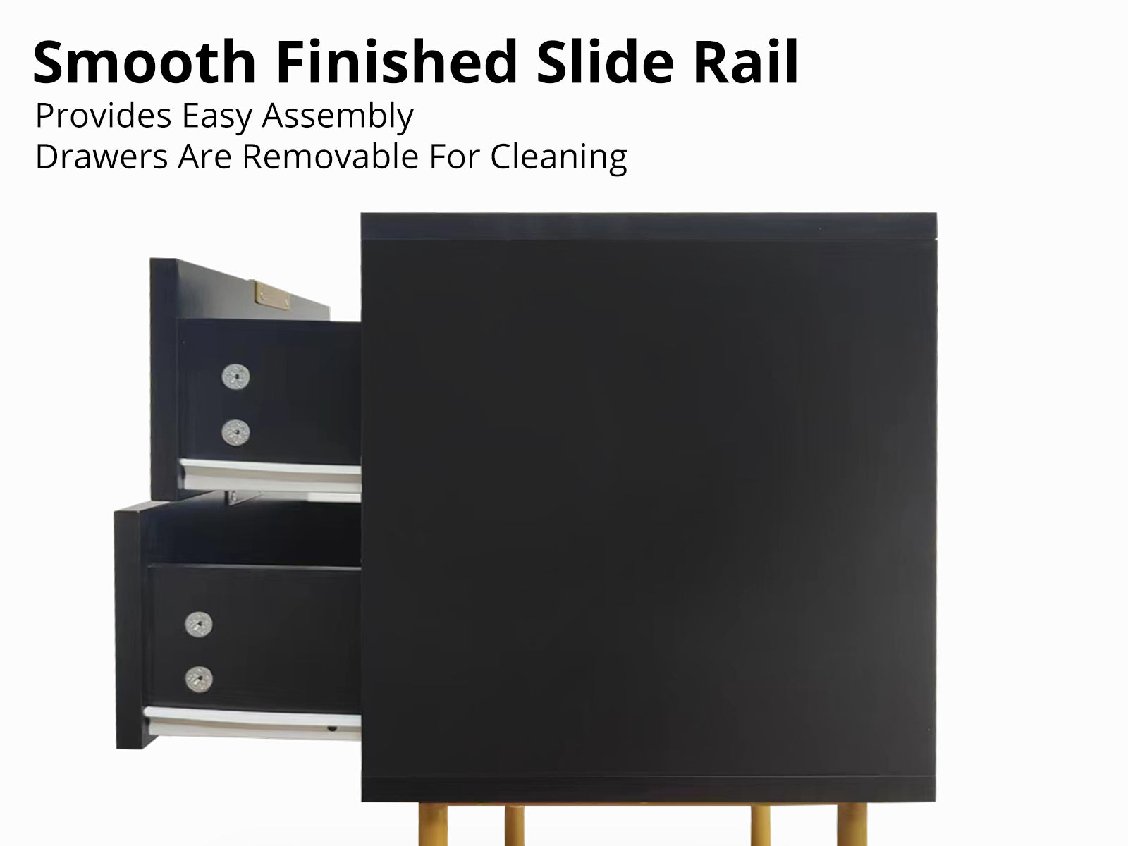 2-Drawer Bedside Table Black
