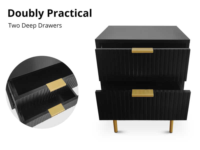 DS 2-Drawer Bedside Table Black