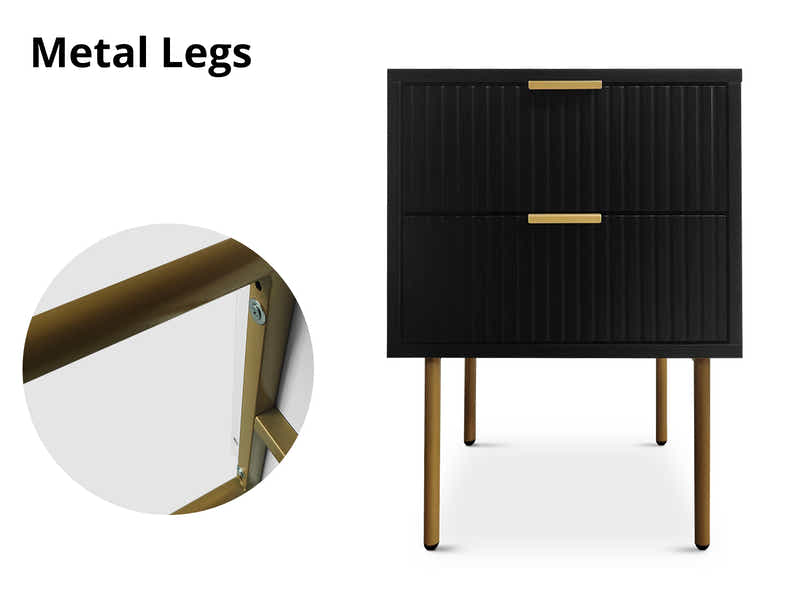 DS 2-Drawer Bedside Table Black