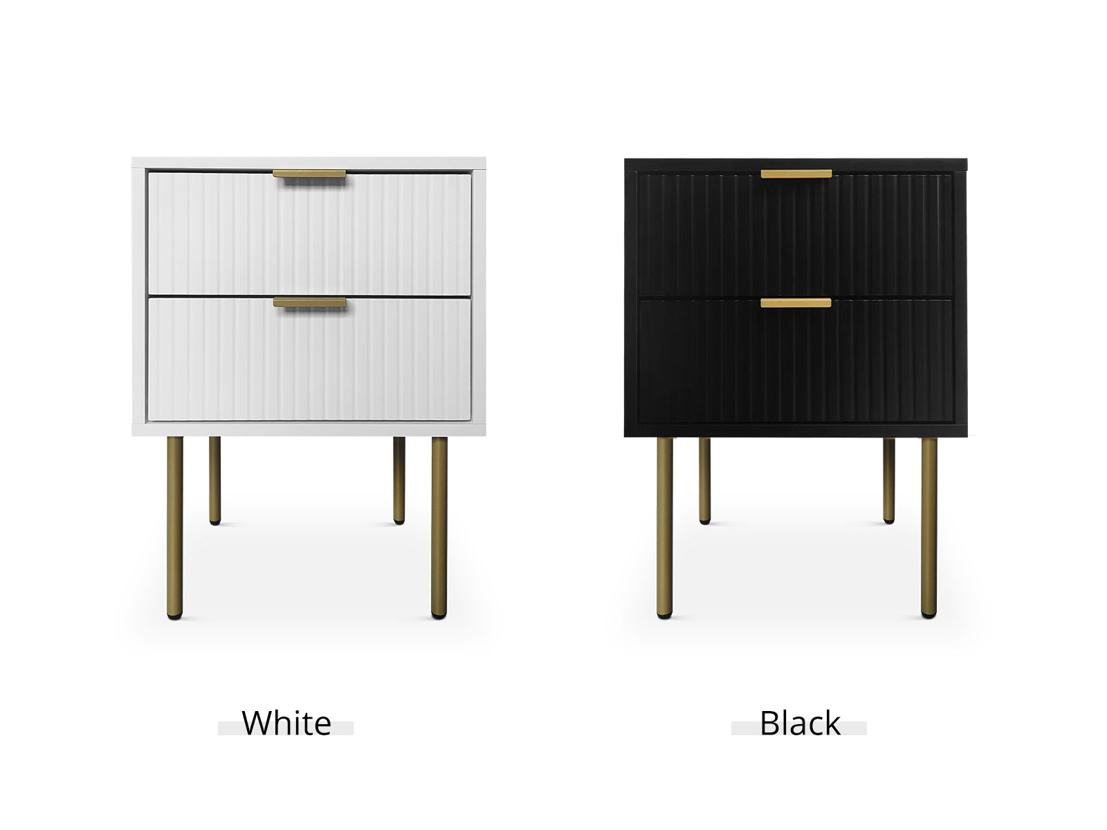 2-Drawer Bedside Table Black