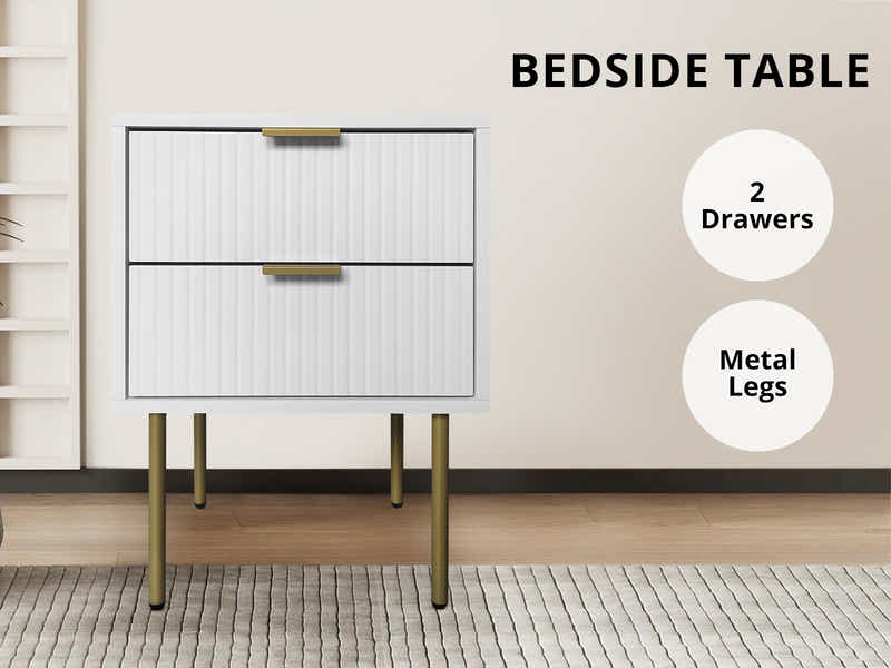DS 2-Drawer Bedside Table White