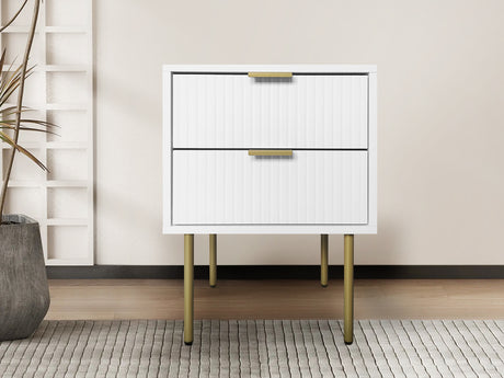 2-Drawer Bedside Table White