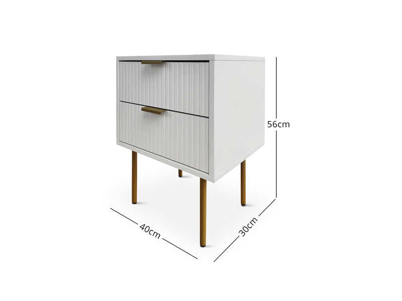 DS 2-Drawer Bedside Table White