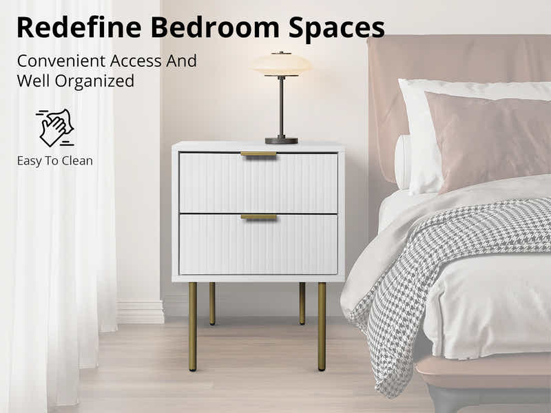 DS 2-Drawer Bedside Table White