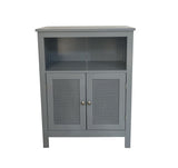 2-Door Rattan Storage Cabinet - Grey