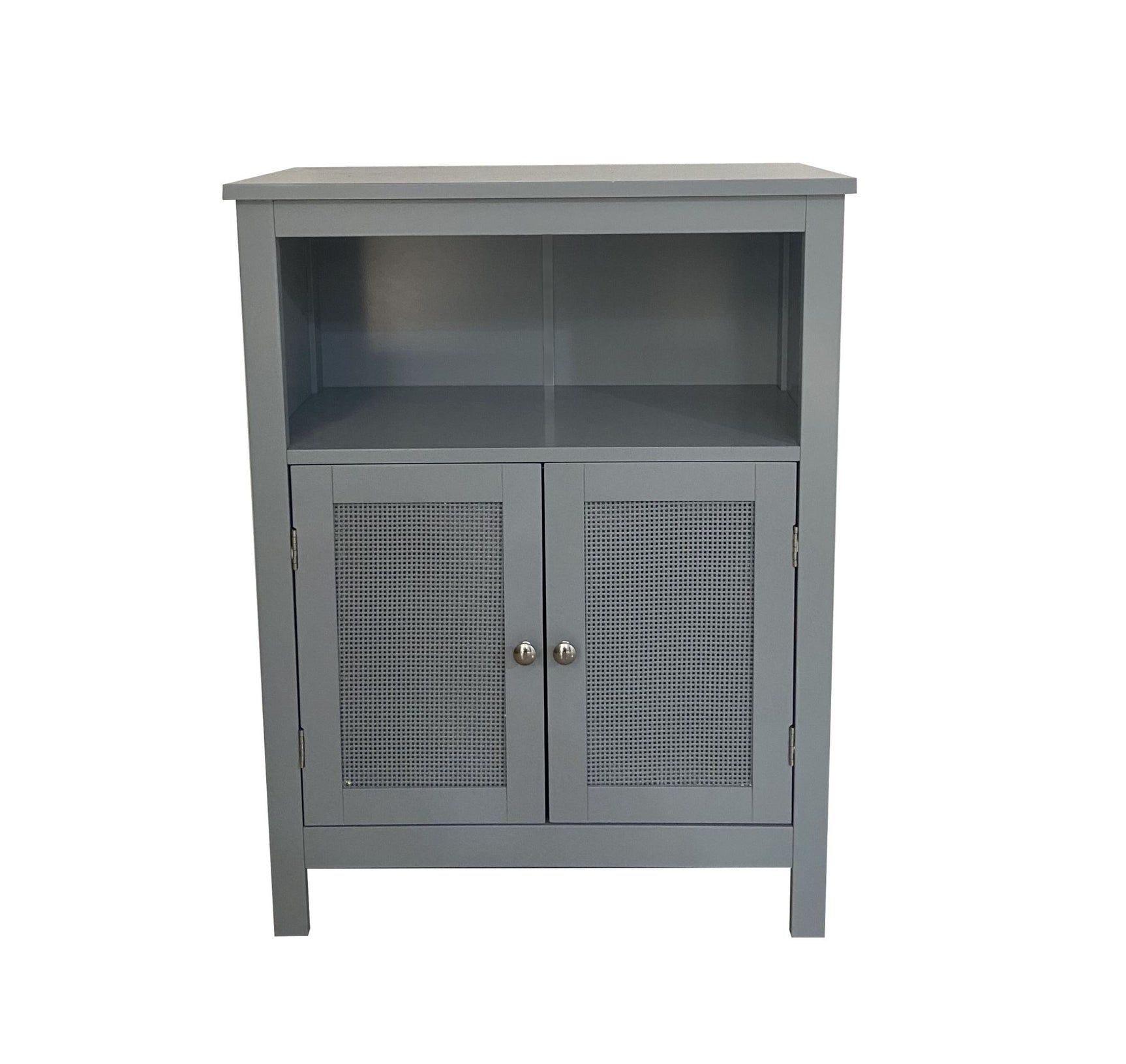 2-Door Rattan Storage Cabinet - Grey