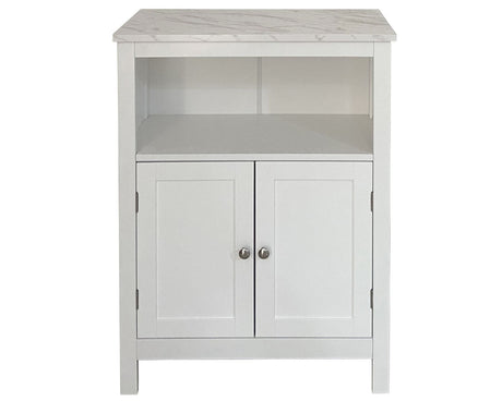 2-Door Storage Cabinet - White with Marble Top
