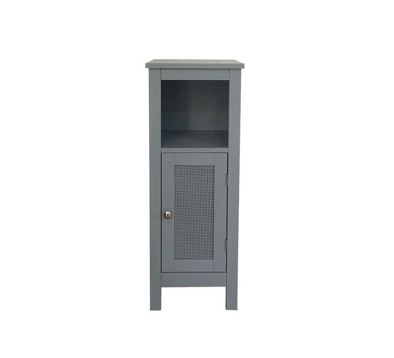 1-Door Rattan Storage Cabinet - Grey