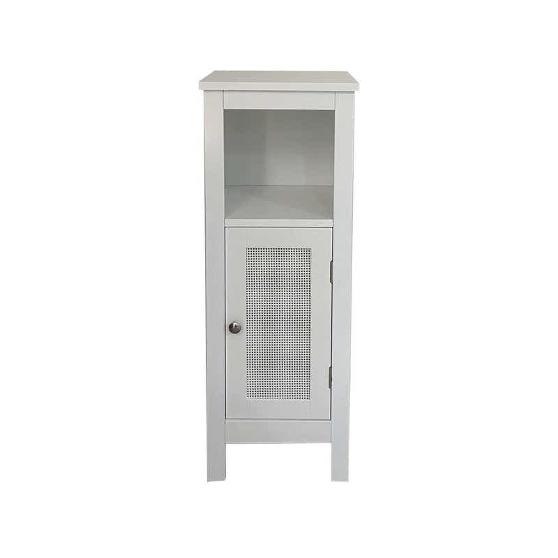 1-Door Rattan Storage Cabinet - White