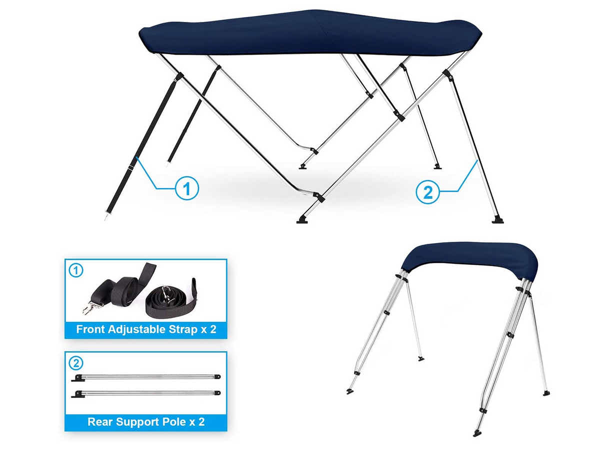 4 Bow Boat Bimini Top 1.5–1.7m – Navy