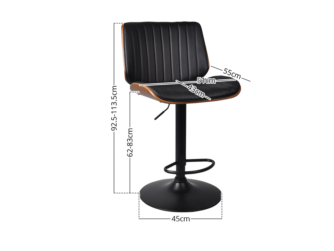 DS Barcelona Mid Back Adjustable Barstool