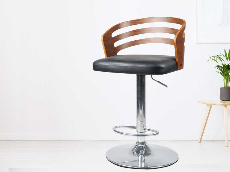 Adjustable Bar Stool with Wooden Back