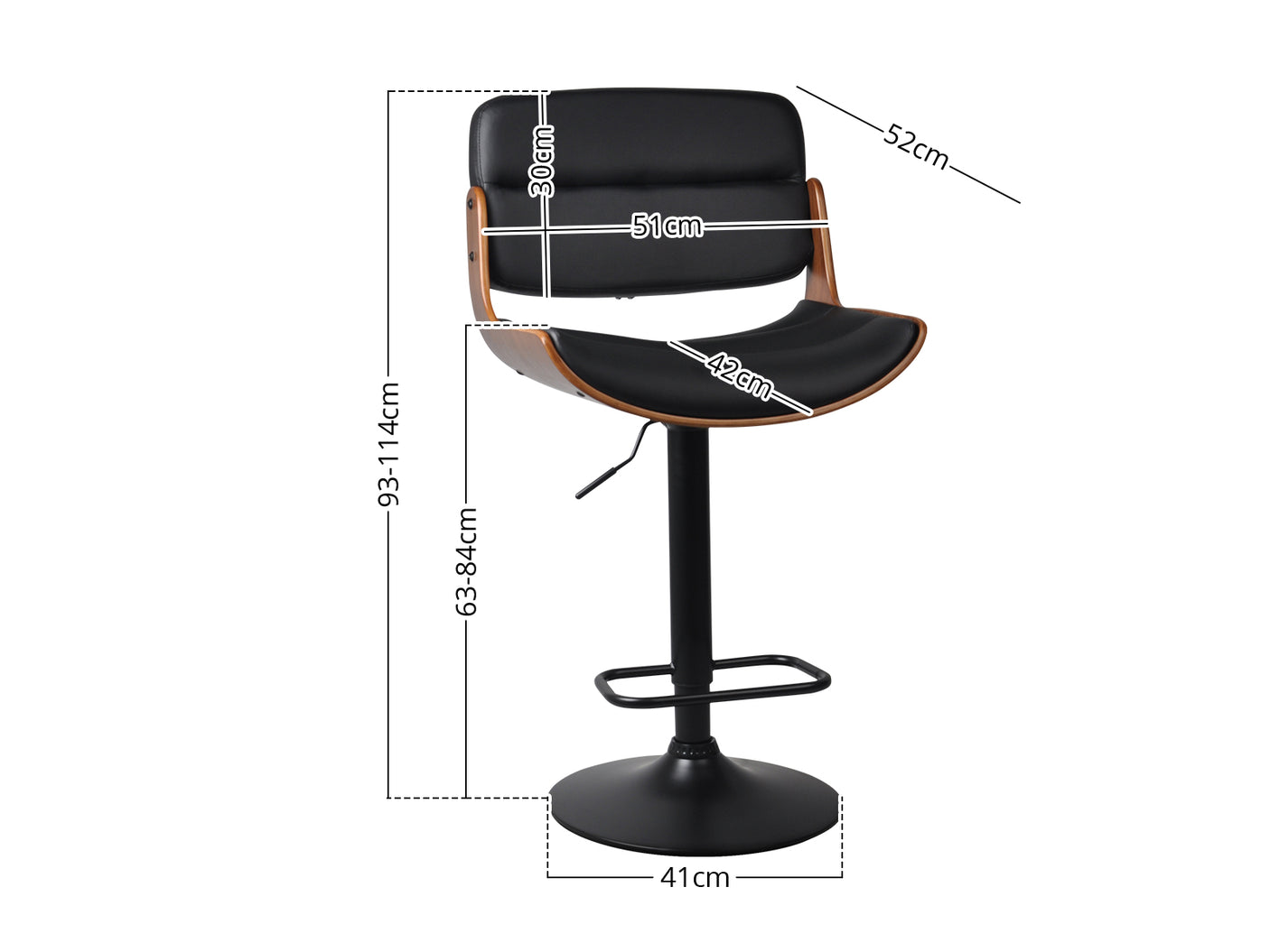 DS Rocket Mid-Back Adjustable Barstool