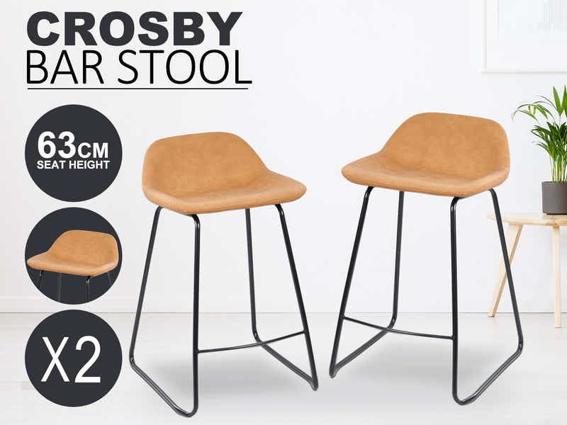Bar Stool with Iron Leg - Set of 2