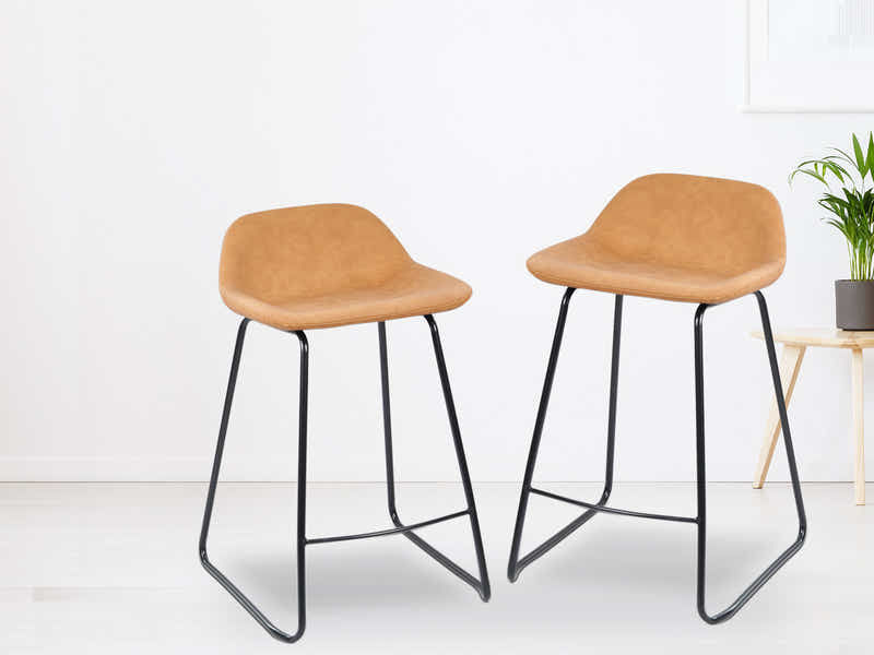 Bar Stool with Iron Leg - Set of 2