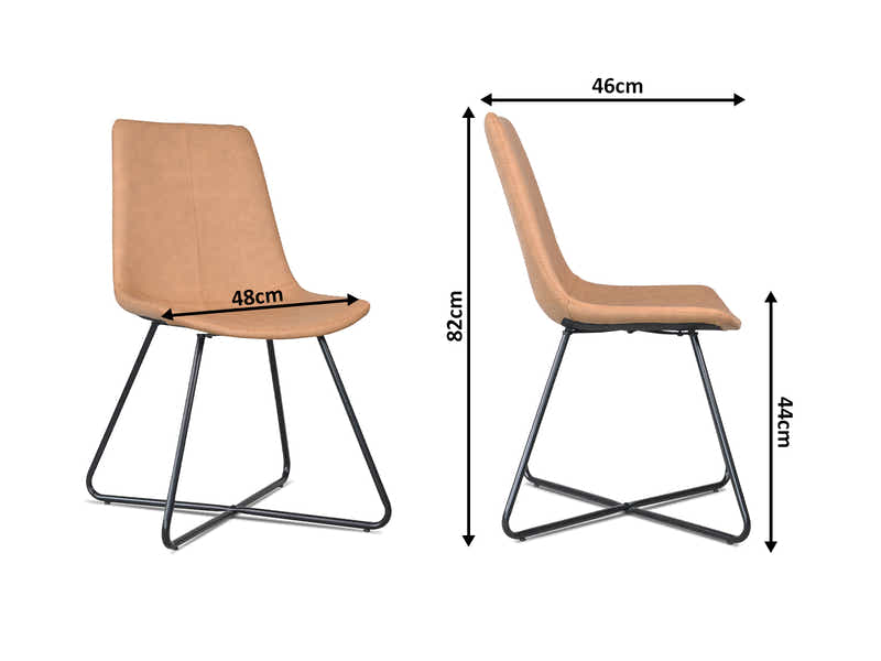 Walnut Bonded Leather Dining Chair - Set of 2