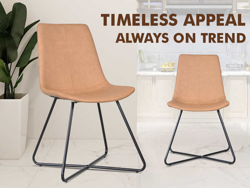 Walnut Bonded Leather Dining Chair - Set of 2