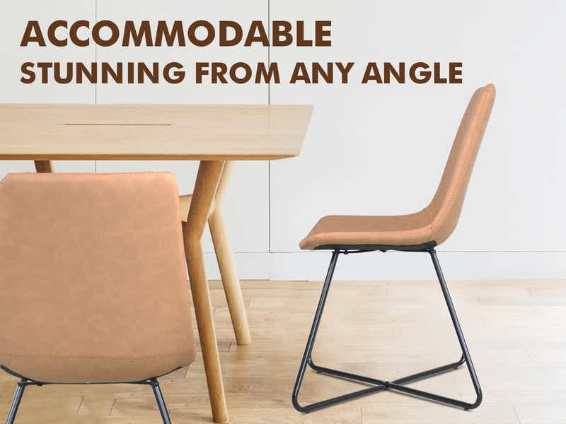 Walnut Bonded Leather Dining Chair - Set of 2