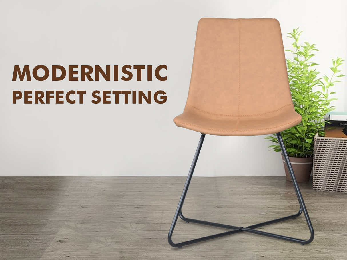 Skog Wooden Dining Table - 160 cm & Walnut Bonded Leather Dining Chair x6