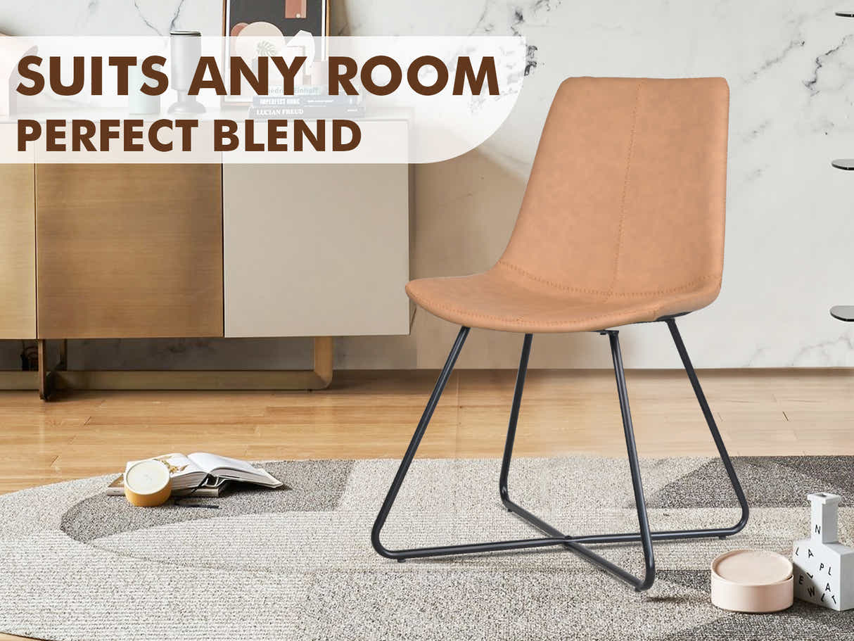 Skog Wooden Dining Table - 160 cm & Walnut Bonded Leather Dining Chair x6