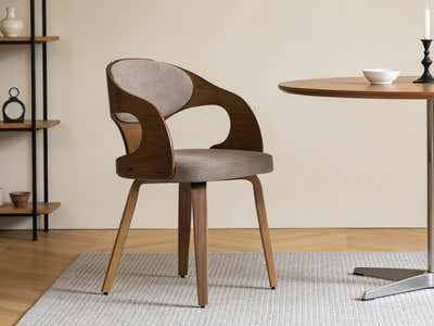 DS Bar Stool Bentwood Fabric Brown Color