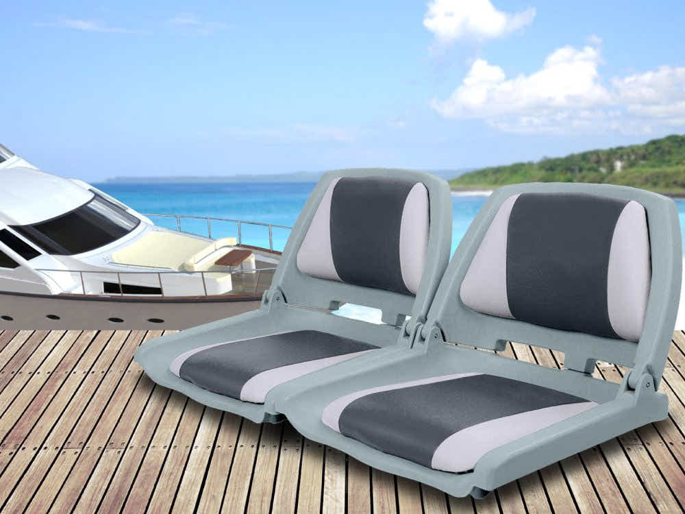 Sport Foldable Marine Boat Seats – Grey (Set of 2)