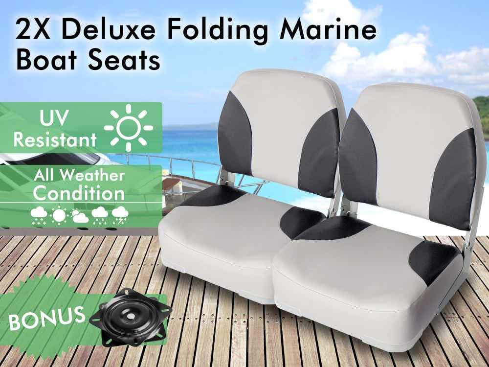Premium Foldable Marine Boat Seats – Grey (Set of 2)