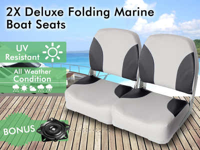 Premium Foldable Marine Boat Seats – Grey (Set of 2)